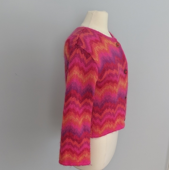 Vintage One Step Up Mohair Bright Zig Zag Sweater - Picture 5 of 10